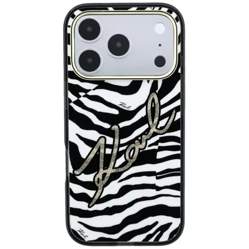 Karl Lagerfeld - HC MagSafe IML Signature Zebra Glitter Gold (KLHMP18X6HZSKPGD) - iPhone 18 Pro Max / iPhone 17 Pro Max - Black