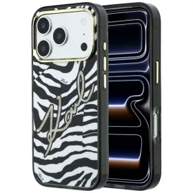   Karl Lagerfeld - HC MagSafe IML Signature Zebra Glitter Gold (KLHMP18L6HZSKPGD) - iPhone 18 Pro / iPhone 17 Pro - Black