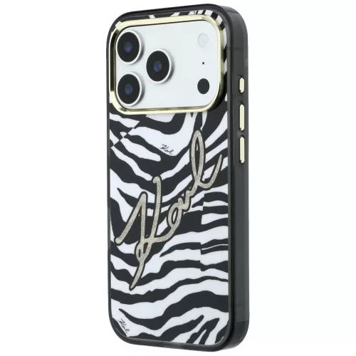 Karl Lagerfeld - HC MagSafe IML Signature Zebra Glitter Gold (KLHMP18L6HZSKPGD) - iPhone 18 Pro / iPhone 17 Pro - Black