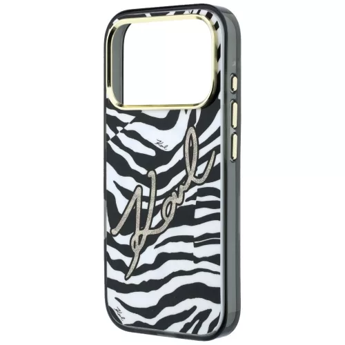 Karl Lagerfeld - HC MagSafe IML Signature Zebra Glitter Gold (KLHMP18L6HZSKPGD) - iPhone 18 Pro / iPhone 17 Pro - Black