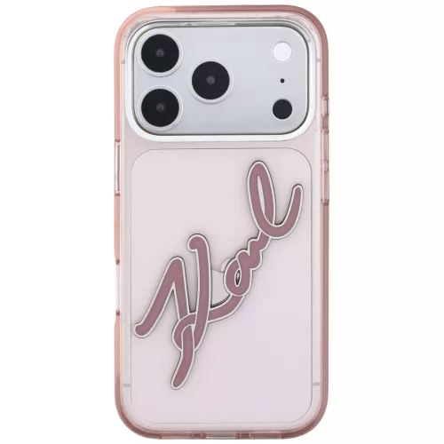 Karl Lagerfeld - IML Big Signature Resin Logo and Metal Frame (KLHCP18L6HCKSRP) - iPhone 18 Pro / iPhone 17 Pro - Pink