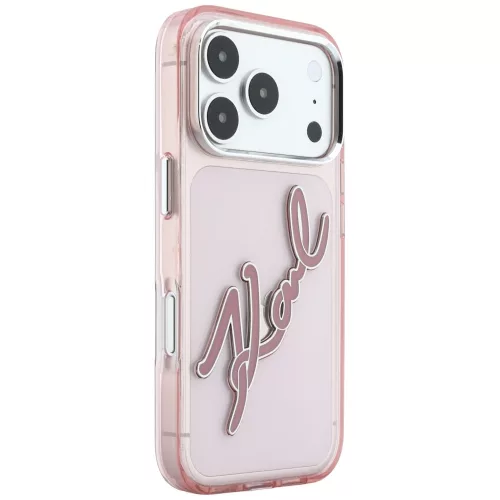 Karl Lagerfeld - IML Big Signature Resin Logo and Metal Frame (KLHCP18L6HCKSRP) - iPhone 18 Pro / iPhone 17 Pro - Pink