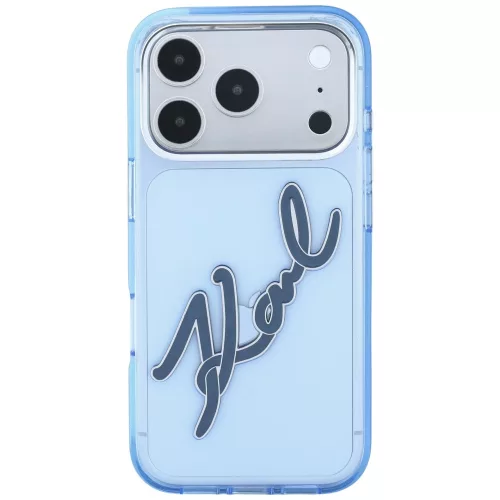 Karl Lagerfeld - IML Big Signature Resin Logo and Metal Frame (KLHCP18L6HCKSRB) - iPhone 18 Pro / iPhone 17 Pro - Blue