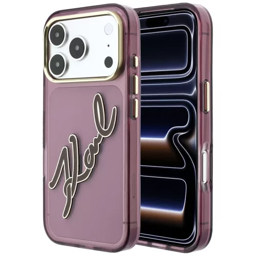 Karl Lagerfeld - IML Big Signature Resin Logo Metal Frame (KLHCP18X6HCKSRR) - iPhone 18 Pro Max / iPhone 17 Pro Max - Burgundy