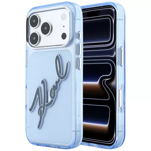 Karl Lagerfeld - IML Big Signature Resin Logo Metal Frame (KLHCP18X6HCKSRB) - iPhone 18 Pro Max / iPhone 17 Pro Max - Blue