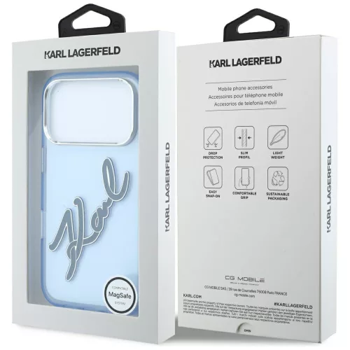 Karl Lagerfeld - IML Big Signature Resin Logo Metal Frame (KLHCP18X6HCKSRB) - iPhone 18 Pro Max / iPhone 17 Pro Max - Blue