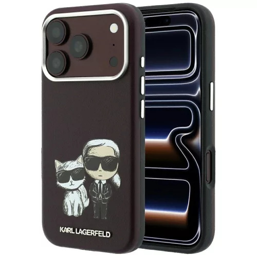 Karl Lagerfeld - Smooth Leather KC Bodies Sketch MagSafe (KLHMP18L6PWKCIDR) - iPhone 18 Pro / iPhone 17 Pro - Burgundy