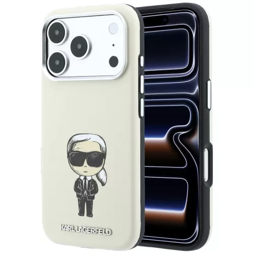 Karl Lagerfeld - Smooth Leather Ikonik Sketch MagSafe (KLHMP18L6PWKIKDE) - iPhone 18 Pro / iPhone 17 Pro - Beige