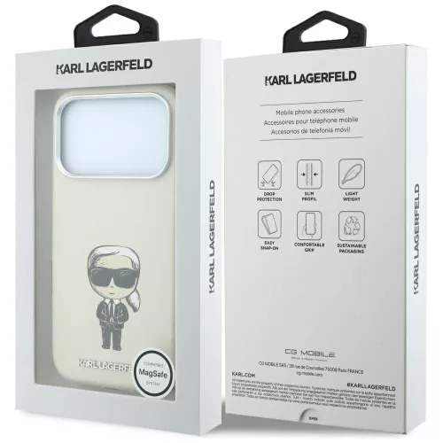 Karl Lagerfeld - Smooth Leather Ikonik Sketch MagSafe (KLHMP18L6PWKIKDE) - iPhone 18 Pro / iPhone 17 Pro - Beige