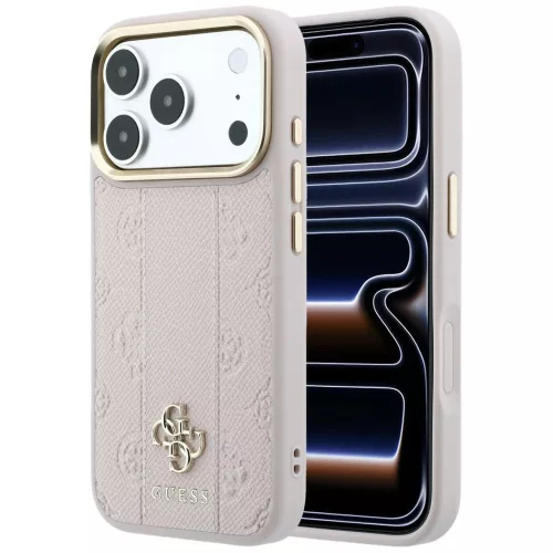 Guess - Leather Stripe Peony 4G MagSafe (GUHMP18X6PGSU4EP) - iPhone 18 Pro / iPhone 17 Pro - Pink