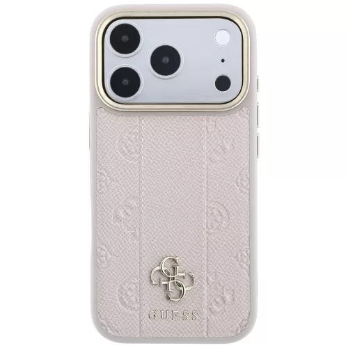 Guess - Leather Stripe Peony 4G MagSafe (GUHMP18X6PGSU4EP) - iPhone 18 Pro / iPhone 17 Pro - Pink