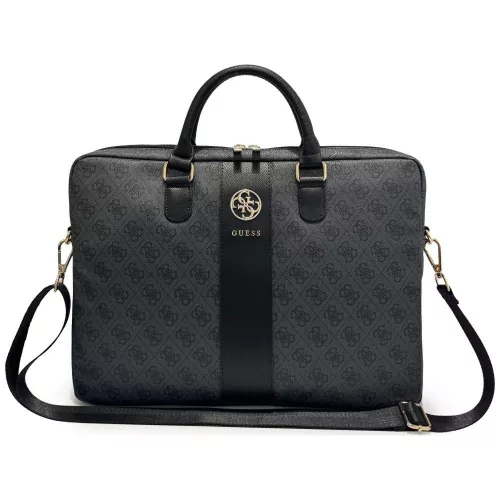 Guess - Computer Bag 4G Round Classic Logo Stripe (GUCB166PG4S4RK) - 16", Eco-Leather, Zipper, Adjustable Strap - Black