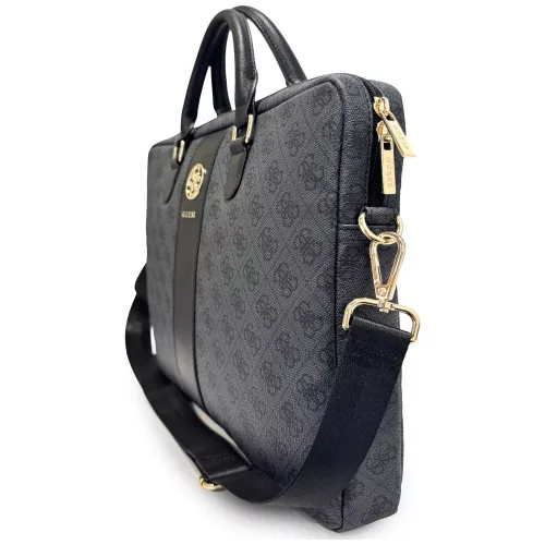 Guess - Computer Bag 4G Round Classic Logo Stripe (GUCB166PG4S4RK) - 16", Eco-Leather, Zipper, Adjustable Strap - Black