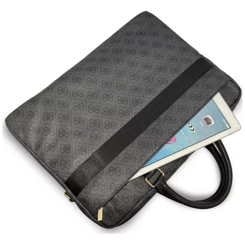 Guess - Computer Bag 4G Round Classic Logo Stripe (GUCB166PG4S4RK) - 16", Eco-Leather, Zipper, Adjustable Strap - Black