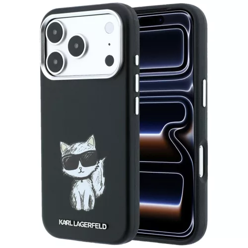 Karl Lagerfeld - Smooth Leather Choupette Sketch MagSafe (KLHMP18L6PWCIKDK) - iPhone 18 Pro / iPhone 17 Pro - Black