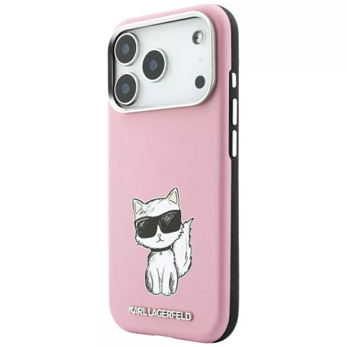 Karl Lagerfeld - Smooth Leather Choupette Sketch MagSafe (KLHMP18L6PWCIKDP) - iPhone 18 Pro / iPhone 17 Pro - Pink