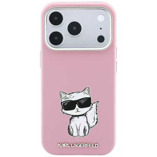Karl Lagerfeld - Smooth Leather Choupette Sketch MagSafe (KLHMP18L6PWCIKDP) - iPhone 18 Pro / iPhone 17 Pro - Pink