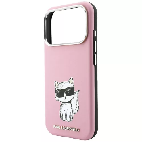Karl Lagerfeld - Smooth Leather Choupette Sketch MagSafe (KLHMP18L6PWCIKDP) - iPhone 18 Pro / iPhone 17 Pro - Pink