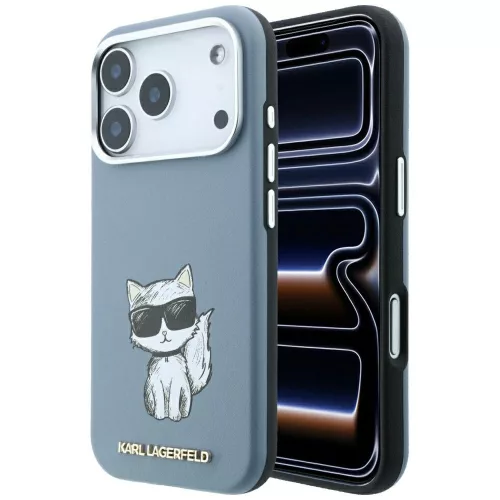 Karl Lagerfeld - Smooth Leather Choupette Sketch MagSafe (KLHMP18L6PWCIKDB) - iPhone 18 Pro / iPhone 17 Pro - Light Blue