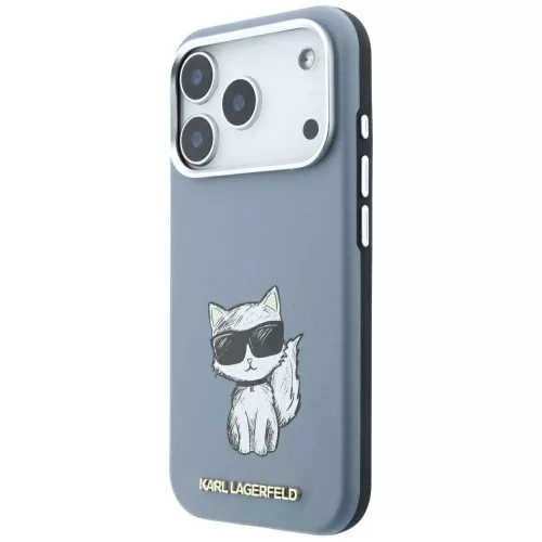Karl Lagerfeld - Smooth Leather Choupette Sketch MagSafe (KLHMP18L6PWCIKDB) - iPhone 18 Pro / iPhone 17 Pro - Light Blue