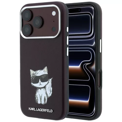 Karl Lagerfeld - Smooth Leather Choupette Sketch MagSafe (KLHMP18L6PWCIKDR) - iPhone 18 Pro / iPhone 17 Pro - Burgundy