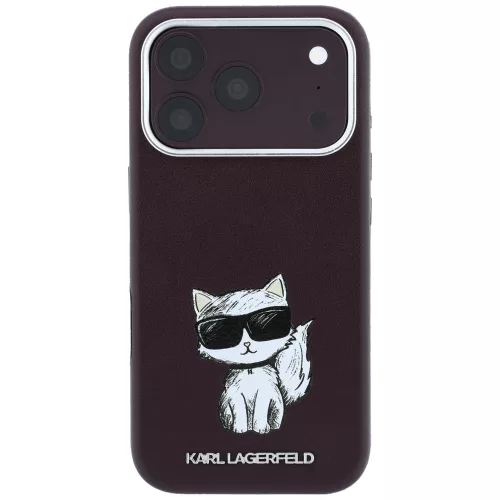 Karl Lagerfeld - Smooth Leather Choupette Sketch MagSafe (KLHMP18L6PWCIKDR) - iPhone 18 Pro / iPhone 17 Pro - Burgundy