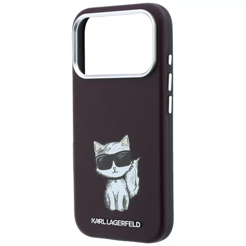 Karl Lagerfeld - Smooth Leather Choupette Sketch MagSafe (KLHMP18L6PWCIKDR) - iPhone 18 Pro / iPhone 17 Pro - Burgundy