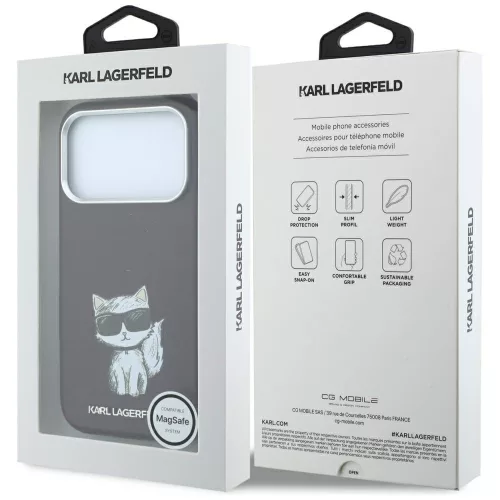 Karl Lagerfeld - Smooth Leather Choupette Sketch MagSafe (KLHMP18L6PWCIKDR) - iPhone 18 Pro / iPhone 17 Pro - Burgundy