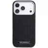 Karl Lagerfeld - Grained Leather Mono Resin Logo MagSafe (KLHMP18X6PWKLMHK) - iPhone 18 Pro Max / iPhone 17 Pro Max - Black