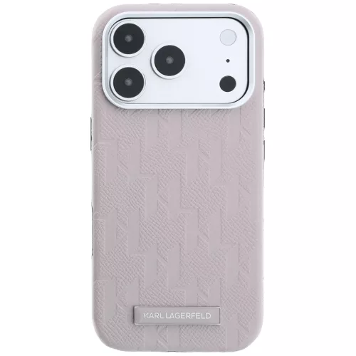 Karl Lagerfeld - Grained Leather Mono Resin Logo MagSafe (KLHMP18X6PWKLMHP) - iPhone 18 Pro Max / iPhone 17 Pro Max - Pink