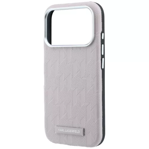 Karl Lagerfeld - Grained Leather Mono Resin Logo MagSafe (KLHMP18X6PWKLMHP) - iPhone 18 Pro Max / iPhone 17 Pro Max - Pink