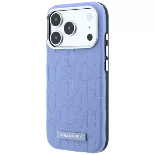 Karl Lagerfeld - Grained Leather Mono Resin Logo MagSafe (KLHMP18X6PWKLMHB) - iPhone 18 Pro Max / iPhone 17 Pro Max - Light Blue