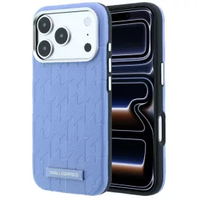   Karl Lagerfeld - Grained Leather Mono Resin Logo MagSafe (KLHMP18L6PWKLMHB) - iPhone 18 Pro / iPhone 17 Pro - Light Blue