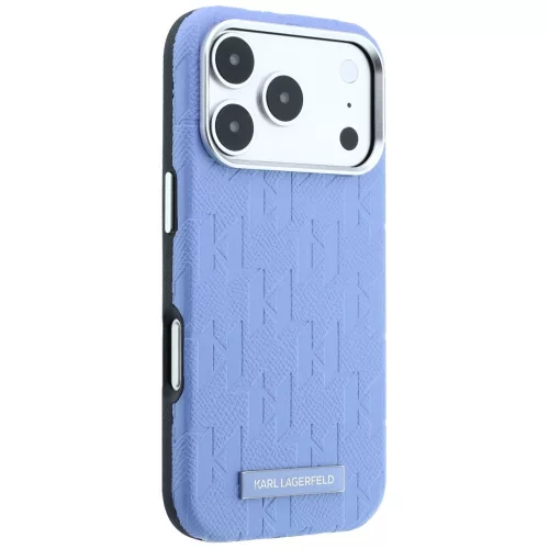 Karl Lagerfeld - Grained Leather Mono Resin Logo MagSafe (KLHMP18L6PWKLMHB) - iPhone 18 Pro / iPhone 17 Pro - Light Blue