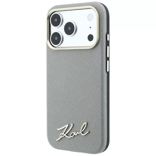 Karl Lagerfeld - Saffiano Small Script Metal Logo MagSafe (KLHMP18X6PWSKSE) - iPhone 18 Pro Max / iPhone 17 Pro Max - Beige