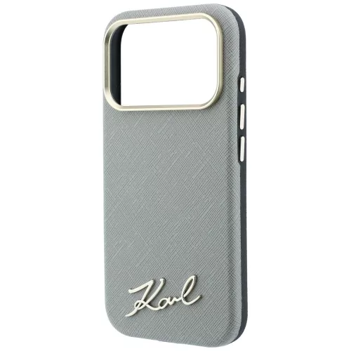 Karl Lagerfeld - Saffiano Small Script Metal Logo MagSafe (KLHMP18X6PWSKSE) - iPhone 18 Pro Max / iPhone 17 Pro Max - Beige