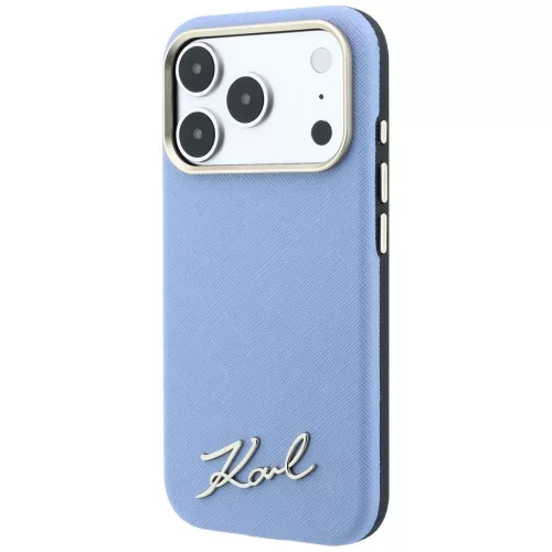 Karl Lagerfeld - Saffiano Small Script Metal Logo MagSafe (KLHMP18X6PWSKSB) - iPhone 18 Pro Max / iPhone 17 Pro Max - Light Blue