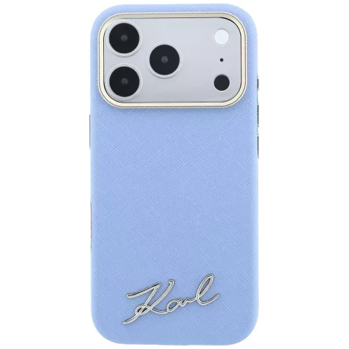 Karl Lagerfeld - Saffiano Small Script Metal Logo MagSafe (KLHMP18X6PWSKSB) - iPhone 18 Pro Max / iPhone 17 Pro Max - Light Blue