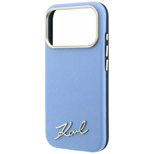 Karl Lagerfeld - Saffiano Small Script Metal Logo MagSafe (KLHMP18X6PWSKSB) - iPhone 18 Pro Max / iPhone 17 Pro Max - Light Blue