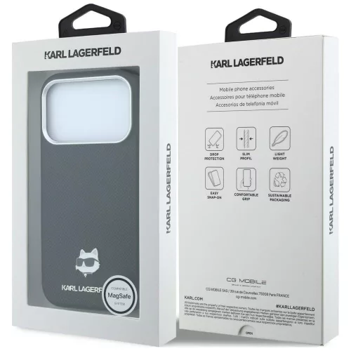 Karl Lagerfeld - Grained Leather Choupette Head MagSafe (KLHMP18L6PSCHLK) - iPhone 18 Pro / iPhone 17 Pro - Black
