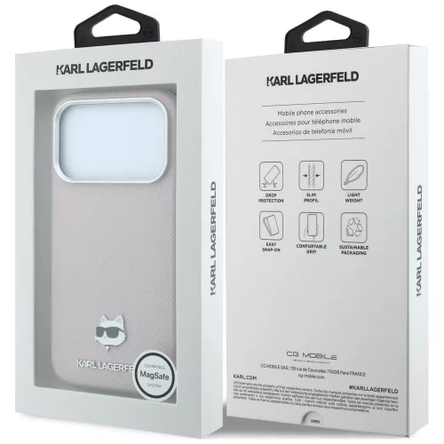 Karl Lagerfeld - Grained Leather Choupette Head MagSafe (KLHMP18L6PSCHLP) - iPhone 18 Pro / iPhone 17 Pro - Pink