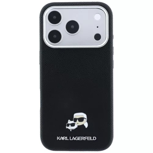 Karl Lagerfeld - Grained Leather KC Heads MagSafe (KLHMP18X6PSKCHLK) - iPhone 18 Pro Max / iPhone 17 Pro Max - Black