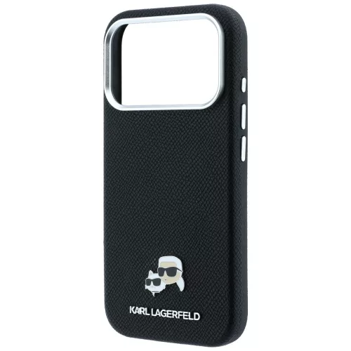 Karl Lagerfeld - Grained Leather KC Heads MagSafe (KLHMP18X6PSKCHLK) - iPhone 18 Pro Max / iPhone 17 Pro Max - Black