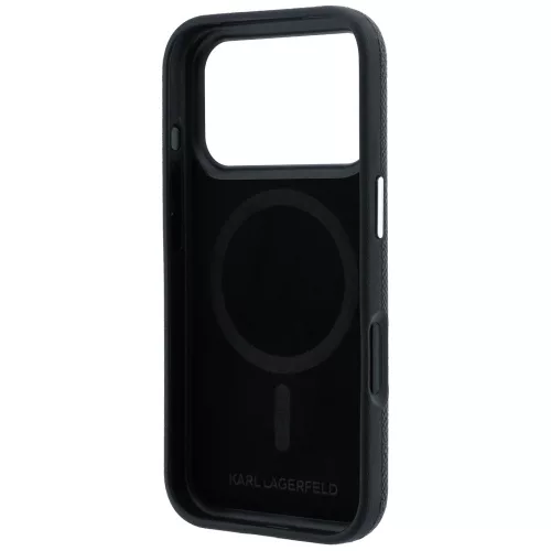Karl Lagerfeld - Grained Leather KC Heads MagSafe (KLHMP18X6PSKCHLK) - iPhone 18 Pro Max / iPhone 17 Pro Max - Black