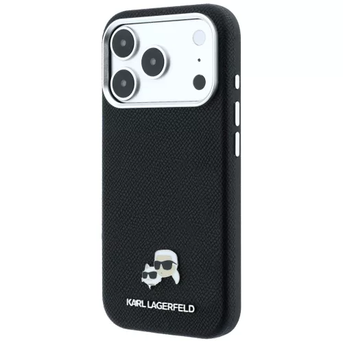Karl Lagerfeld - Grained Leather KC Heads MagSafe (KLHMP18L6PSKCHLK) - iPhone 18 Pro / iPhone 17 Pro - Black