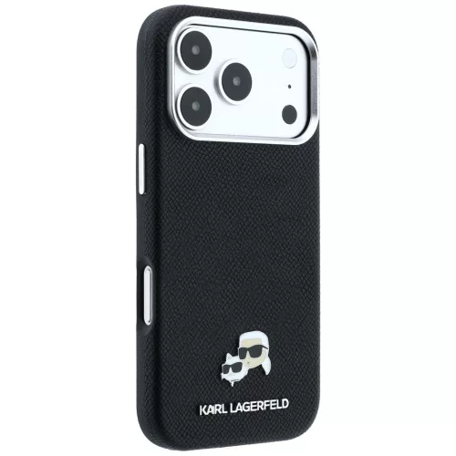 Karl Lagerfeld - Grained Leather KC Heads MagSafe (KLHMP18L6PSKCHLK) - iPhone 18 Pro / iPhone 17 Pro - Black