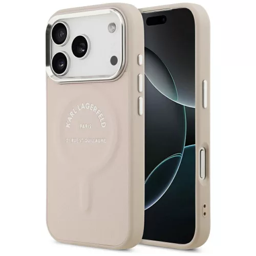 Karl Lagerfeld - Leather Ring Karl RSG Logo MagSafe (KLHMP18LPSKRSGEP) - iPhone 18 Pro / iPhone 17 Pro - Pink