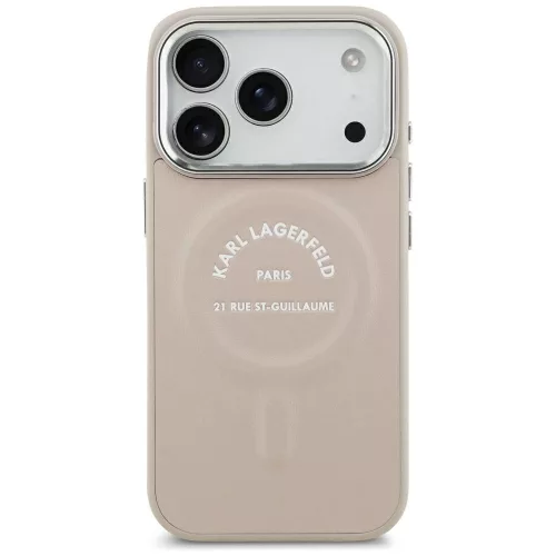 Karl Lagerfeld - Leather Ring Karl RSG Logo MagSafe (KLHMP18LPSKRSGEP) - iPhone 18 Pro / iPhone 17 Pro - Pink