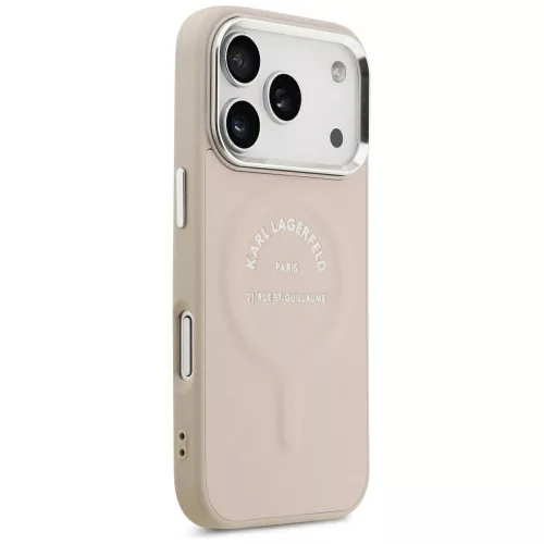 Karl Lagerfeld - Leather Ring Karl RSG Logo MagSafe (KLHMP18LPSKRSGEP) - iPhone 18 Pro / iPhone 17 Pro - Pink