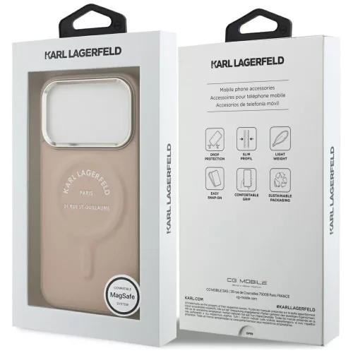 Karl Lagerfeld - Leather Ring Karl RSG Logo MagSafe (KLHMP18LPSKRSGEP) - iPhone 18 Pro / iPhone 17 Pro - Pink
